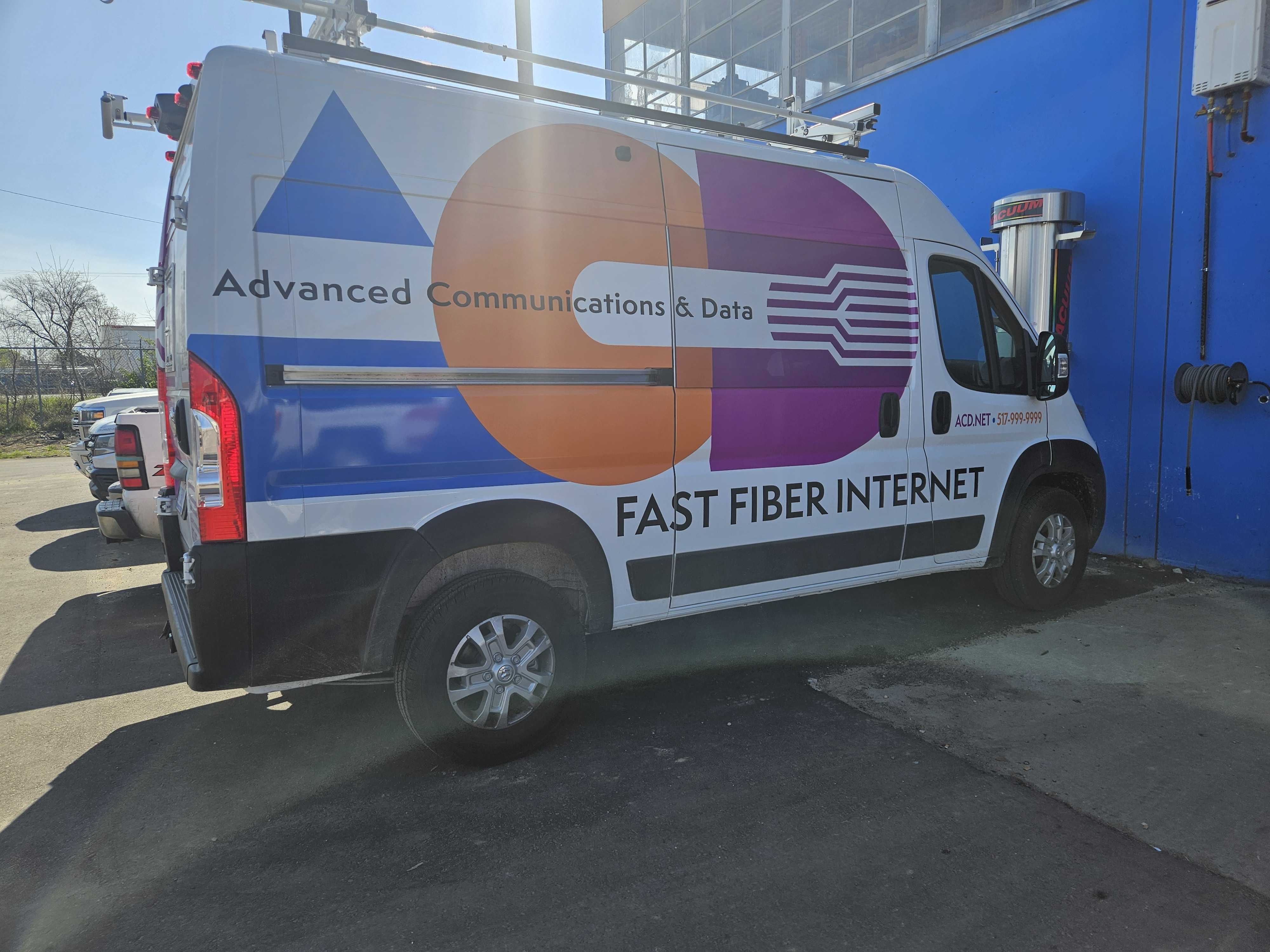 ACD fiber service van outside the network operations facility